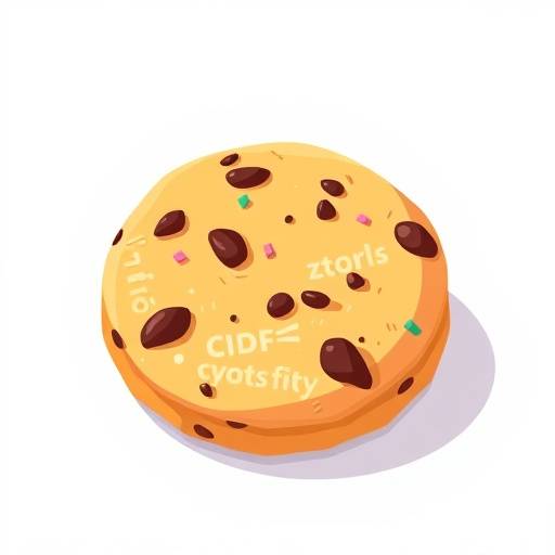 Illustration of a cookie with code snippets, representing website tracking.