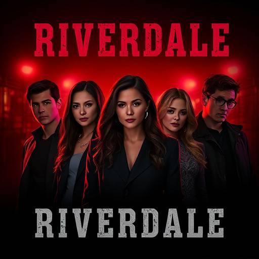 Poster of Riverdale, showing the main characters in a dark and mysterious setting