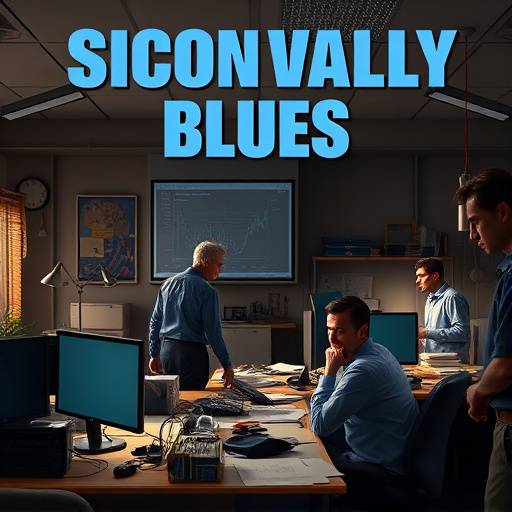 Poster of 'Silicon Valley Blues', depicting a group of programmers in a messy office.