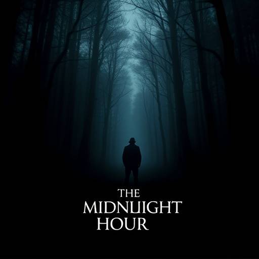 Poster of 'The Midnight Hour', featuring a shadowy figure standing in a dark forest.